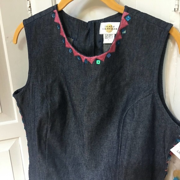 CSandy Starkman Denim Sleeveless Top w/ Embroidery - Picture 4 of 11